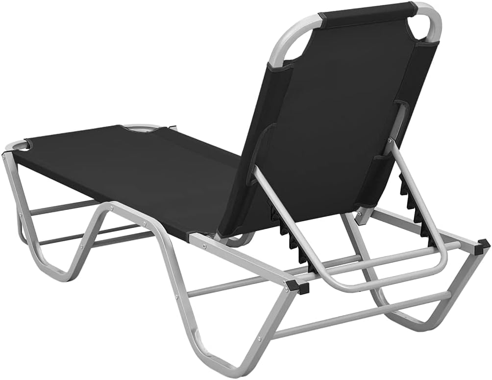 vidaXL Sunbed aluminum and textilene black - QUORE
