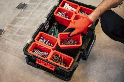 6-in-1 XL assortimentskoffer, werkplaatswagen, rolbox, mobiele werkplaatskoffer, kunststof schuifladen, gereedschapskoffer op wielen