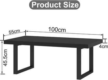 Zwarte salontafel van hout met metalen frame, stabiel en modern, salontafel voor koffie en laptop, 100 l x 55 D x 45,5 cm, vintage stijl