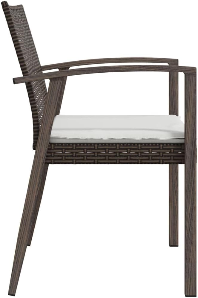 2 Pieces Synthetic Rattan Garden Chairs with Cushions, 56.5 x 57 x 83 cm, Robust Steel Structure, Durable Material, Waterproof and Easy to Clean - QUORE