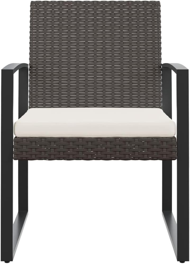 Set of 2 garden chairs made of synthetic rattan PP with cushions, outdoor dining chairs, brown and anthracite, patio furniture with frame made of robust steel, ideal - QUORE