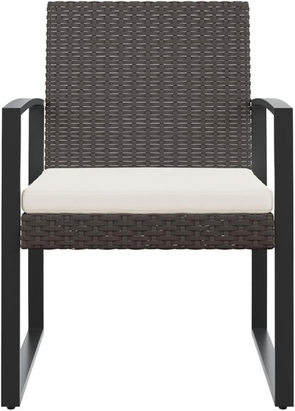 Set of 2 garden chairs made of synthetic rattan PP with cushions, outdoor dining chairs, brown and anthracite, patio furniture with frame made of robust steel, ideal - QUORE