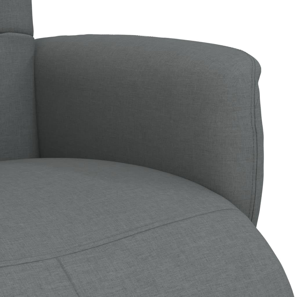 Verstelbare Fauteuil – Relaxstoel – Ligstoel – Lounge Chair – Draaifauteuil – Donkergrijs – Met Voetensteun – 360° Draaibaar – Stoffering 100% Polyester