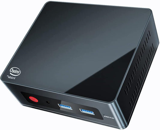 Beelink HISTTON Mini PC, Windows 11 Pro, Quad Core J5005, 2x HDMI Ultra HD 4K, 8GB DDR4 RAM, M.2 128GB SSD, 2.5" SATA3 Slot for Extra HDD/SSD, Wi-Fi 5AC Gigabit Ethernet - QUORE