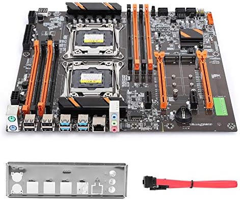 X99 Dual Socket Desktop Moederbord, DDR4 PCI-E SATA3.0 RJ45 NVME M.2 I/O PS/2 E5CPU ATX Gaming Moederbord met Ijzeren Plaat en PIN Kabel