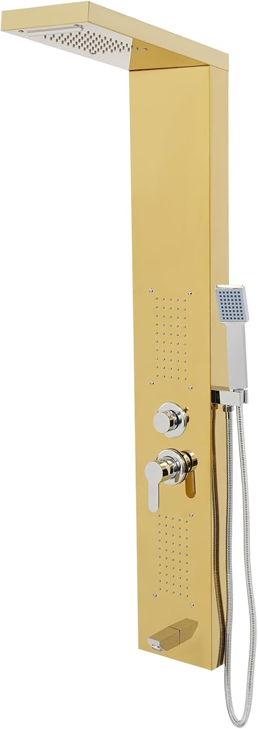 Douchepaneel – Douchekolom – Douchesysteem – Regendouche – Wanddouche – 5-In-1 Functie – Roestvrij Staal 50x125 cm