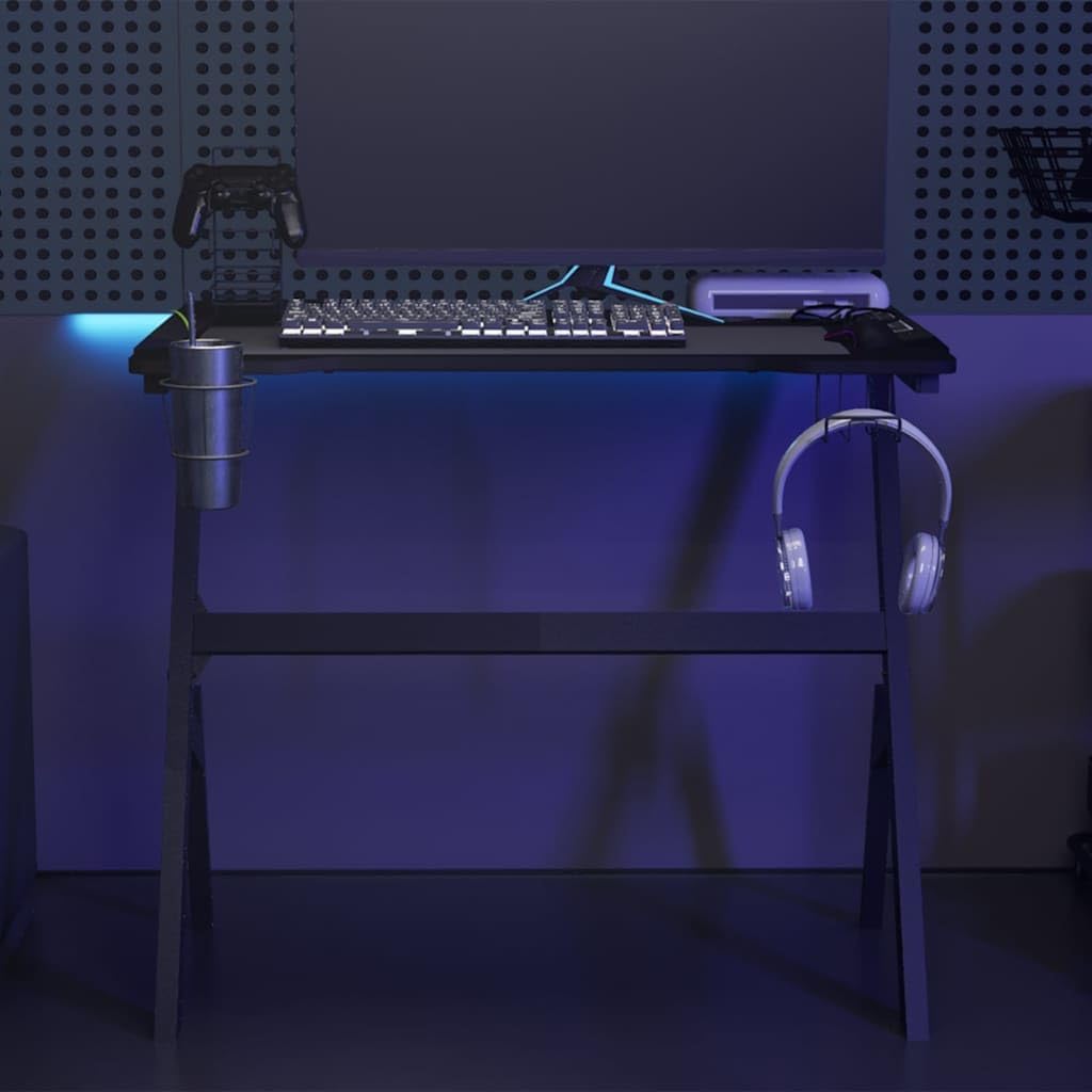 LED Gaming Bureau – Gamer Bureau – RGB Bureau – Gaming Desk – Computerbureau – 110x60x75 cm – Ergonomisch Ontwerp – RGB LED Verlichting