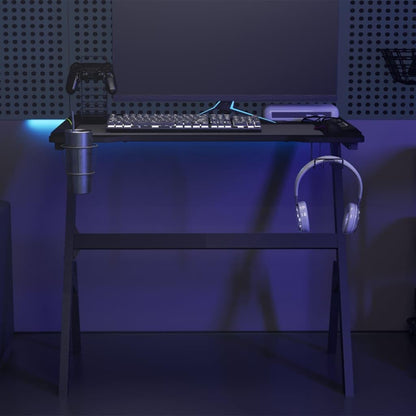 LED Gaming Bureau – Gamer Bureau – RGB Bureau – Gaming Desk – Computerbureau – 110x60x75 cm – Ergonomisch Ontwerp – RGB LED Verlichting