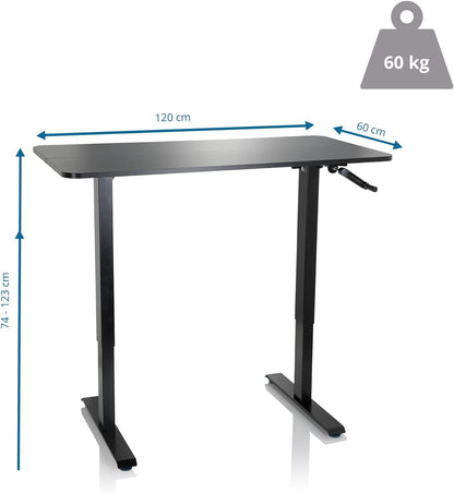 hjh OFFICE 802115 bureau in hoogte verstelbaar 120 x 60 cm Stand CR zwart computertafel handmatig verstelbaar