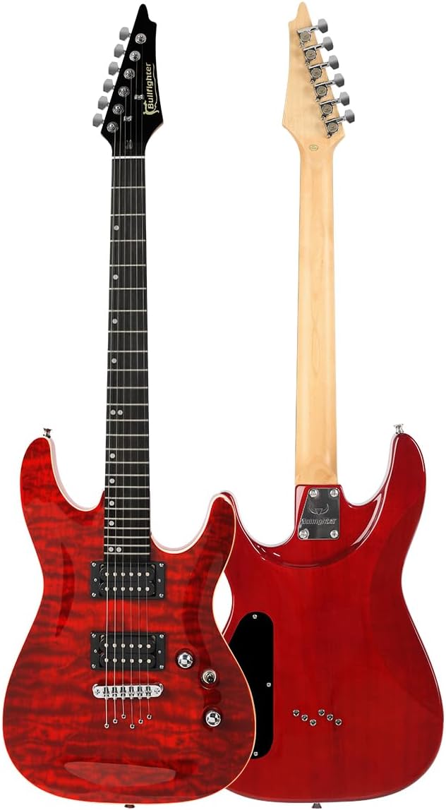 Elektrische gitaar voor beginners beginners volwassen oefening elektrische gitaar geavanceerd prestatie set professionele kwaliteit-D170 (Rood)