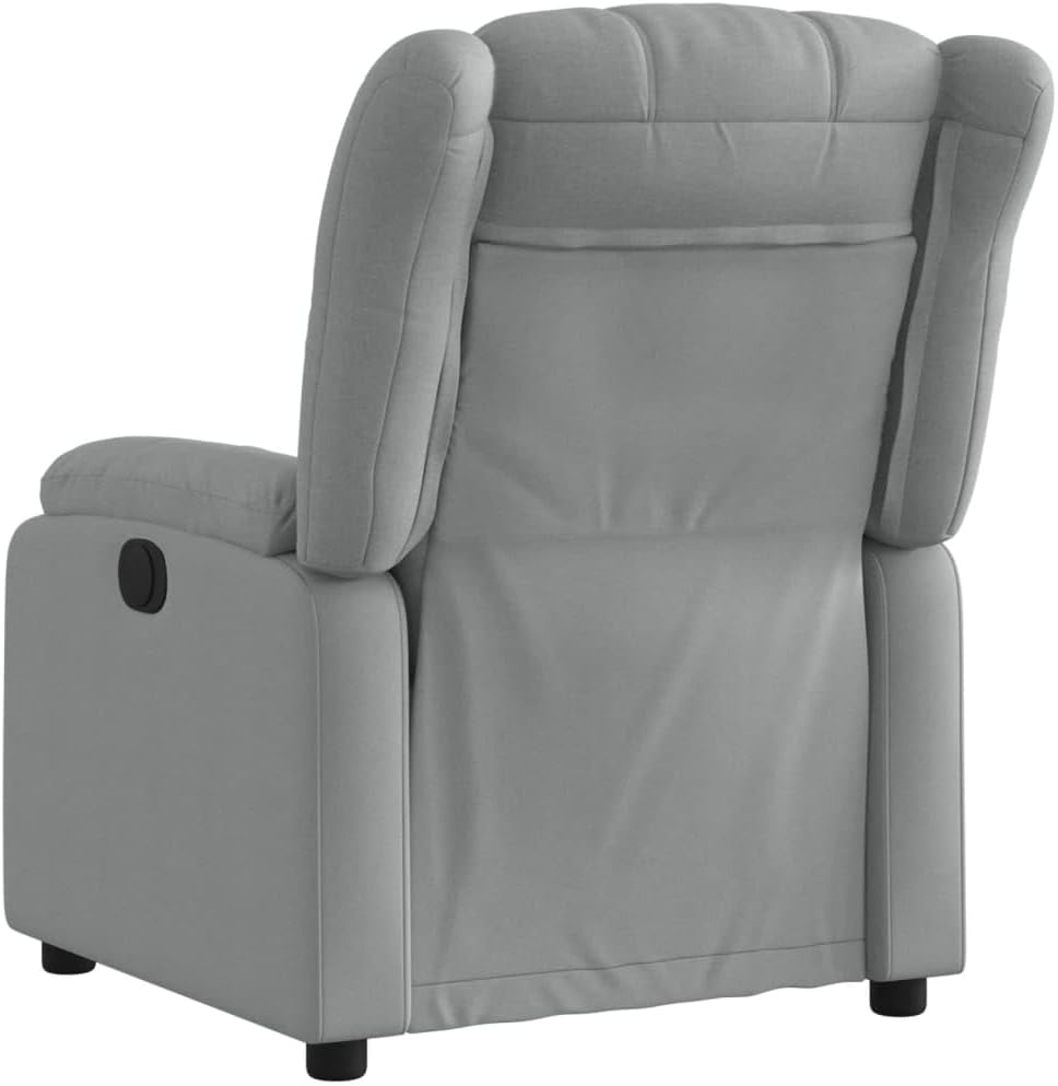 Elektrische Massagestoel – Fauteuil – Verstelbare Rugleuning – Voetsteun – Relaxstoel – Met 6-Punts Vibratiemassage – Elektrische Ligfunctie – Lichtgrijze Gestoffeerde Stoel