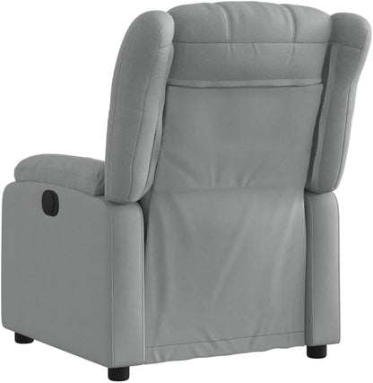 Elektrische Massagestoel – Fauteuil – Verstelbare Rugleuning – Voetsteun – Relaxstoel – Met 6-Punts Vibratiemassage – Elektrische Ligfunctie – Lichtgrijze Gestoffeerde Stoel