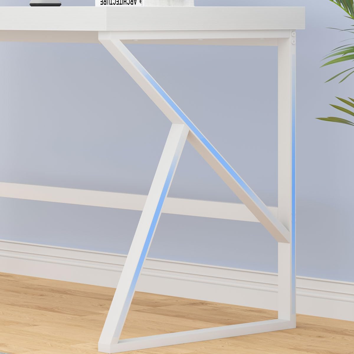 HSH Wit Bureau, Modern Home Office PC Laptop Bureau, Groot Industrieel Metalen Houten Bureau voor Executive Schrijven Werk Studie Gaming, Lange Student Computer Tafel voor Slaapkamer Woonkamer, Wit