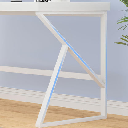 HSH Wit Bureau, Modern Home Office PC Laptop Bureau, Groot Industrieel Metalen Houten Bureau voor Executive Schrijven Werk Studie Gaming, Lange Student Computer Tafel voor Slaapkamer Woonkamer, Wit
