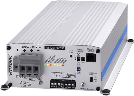 Votronic 3125 Pb 1250 SMT 3B 12 V 50 A acculader, geïntegreerde laadstroomverdeler voor lood- en lithiumbatterijen