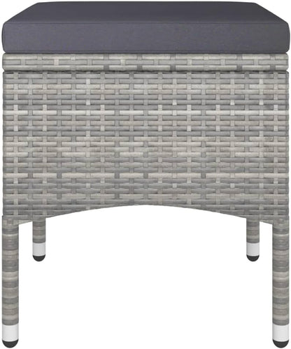 Gecheer Tuintafel en stoelen, 5-delig, polyrotan, acaciahout, grijs, tuinmeubelen, terrasbank, type 1 - QUORE
