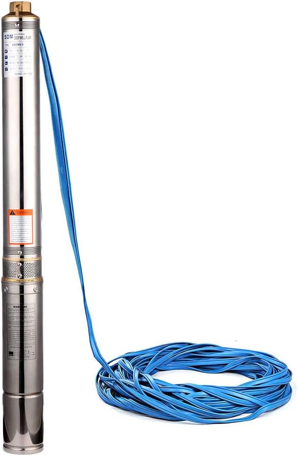 Roestvrijstalen Diepbronpomp – Dompelpomp – Tuinpomp – Fonteinpomp – Waterpomp – Compact 7,5 cm Diameter – Krachtige 550 W Motor