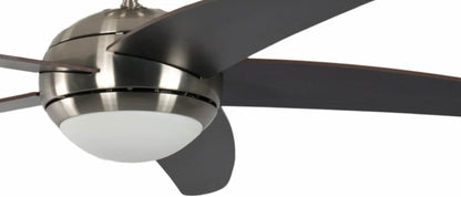 Pepeo Plafondventilator met verlichting en afstandsbediening Melton, behuizing nikkel, vleugelkleur wanaque/bruin, 132 cm, voor ruimtes tot 25 m²