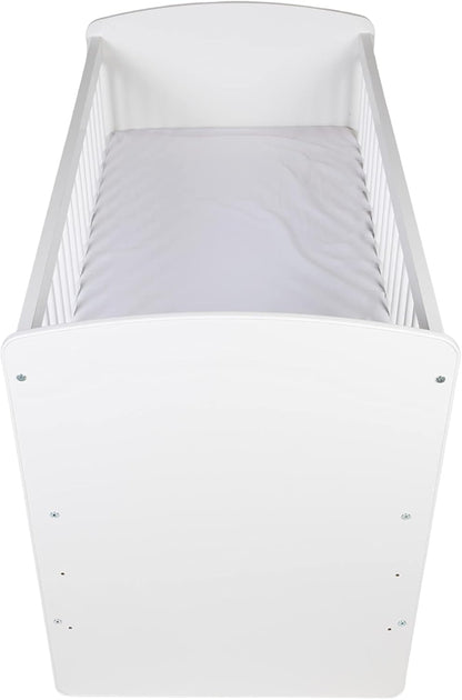 Babybedje – Ledikant – Babybed – Bedje – Reisbedje – Verstelbare Bodem 3 Hoogtes – Massief Dennenhout & MDF – 120x60 cm – Wit Gelakt