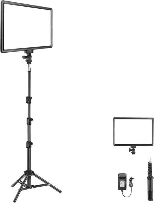 NEEWER NL-192AI Led-videolichtpaneel, studiolichtset met statief, dimbaar, Bi Color Key Light 3200-5600K, CRI97+, voor streaming fotografie, podcasts, opnamen, 2400 lux/0,5 m, 8000 mAh batterij, 13