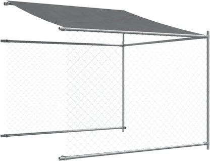 Dog Cage with Roof and Door, Grey, 10x2x2 m, Galvanized Steel, Walk-In Chicken Coop, Galvanized Chicken Coop, Chicken Coop, Chicken Coop, Backyard