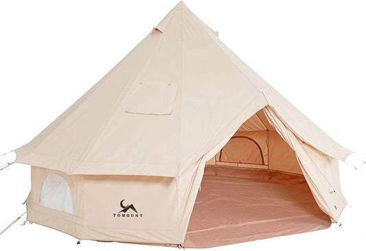 TOMOUNT Klockentent 3 m, 4 m, glamping tent voor 3-6 personen, katoen, familietent, campingtent, tipi-tent, piramidetent voor groepen, gezinnen, outdoor, camping, feesten