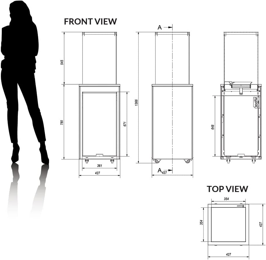 KRATKI Patio mini gashaard | 4-8.2kW | 1366x427mm | Staal | Tuinhaard met handmatige bediening | Vloeibaar gemaakt gas | Gashaard voor terrassen, tuin