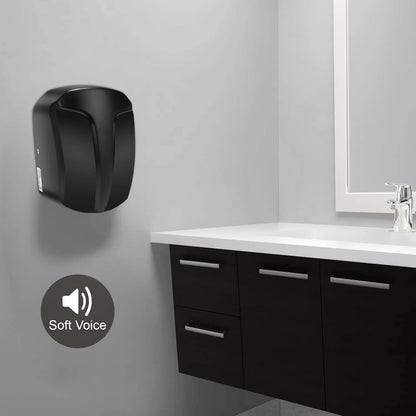 QL Elektrische Handdroger Automatische 1150W,Roestvrij Staal met HEPA-filter voor Badkamer, Commercieel,Zwart