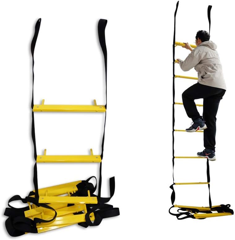 ISOP Brandvluchtladders 4 m | Intrekbare ladders voor Huizen met 2 Verdiepingen | Compact en Draagbaar | Touwladder Geschikt voor Balkon & Raamontsnapping