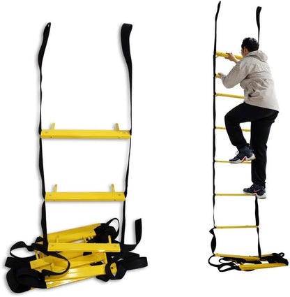 ISOP Brandvluchtladders 4 m | Intrekbare ladders voor Huizen met 2 Verdiepingen | Compact en Draagbaar | Touwladder Geschikt voor Balkon & Raamontsnapping