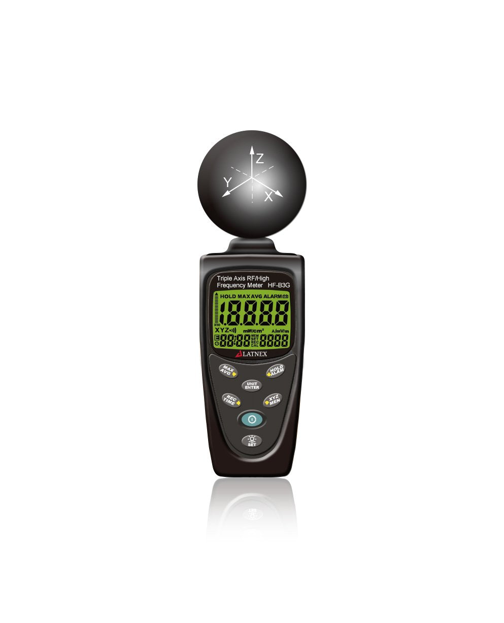 LATNEX HF-B3G Triple Axis HF RF Power Meter Analyseapparaat en Detector Meet EMF mobiele telefoons slimme meters-cell towers-magnetron-blouse-gekalibreerd gebruikt voor EMF Home inspections