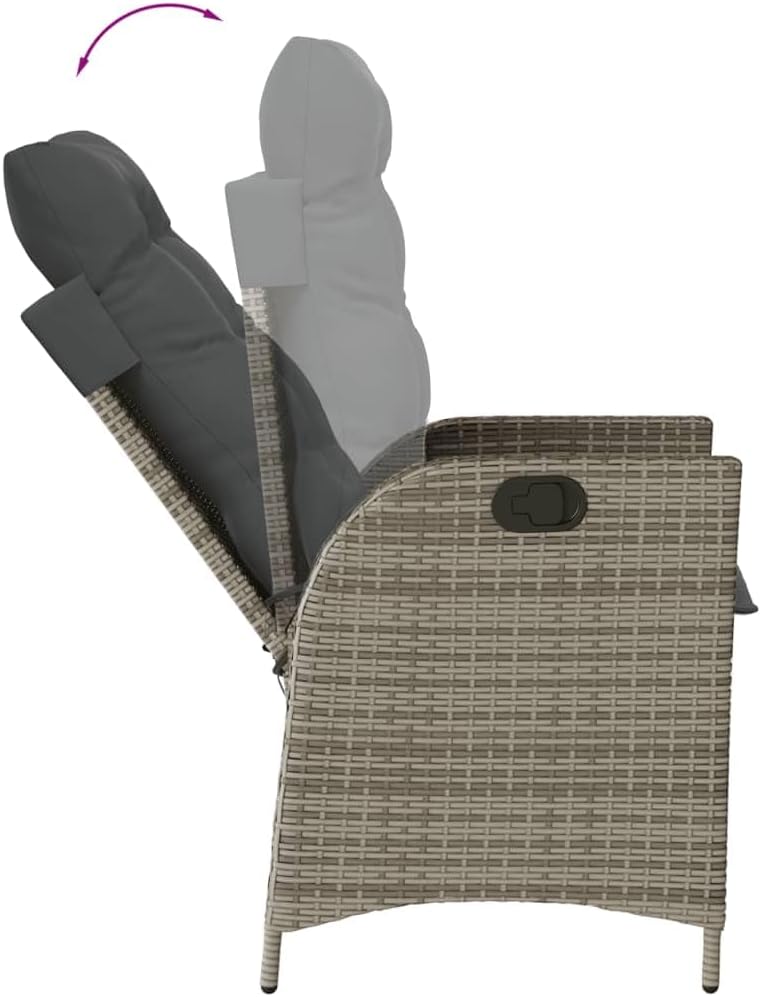 365259 Garden Armchair with Cushions, Synthetic Rattan, Grey, Outdoor Chairs, Patio Chairs Patio Chair - - QUORE