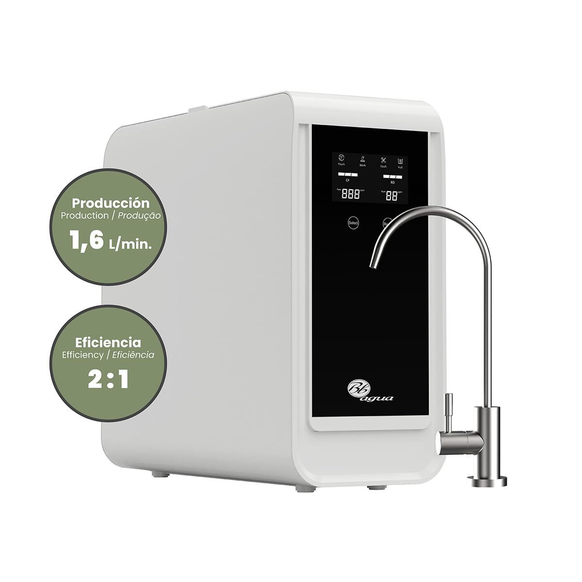 Omgekeerde Osmose Systeem – Waterfilter – Osmosefilter – Waterzuiveringssysteem – Drinkwatersysteem – Zonder Tank – 600 GPD – Digitaal TDS-Display