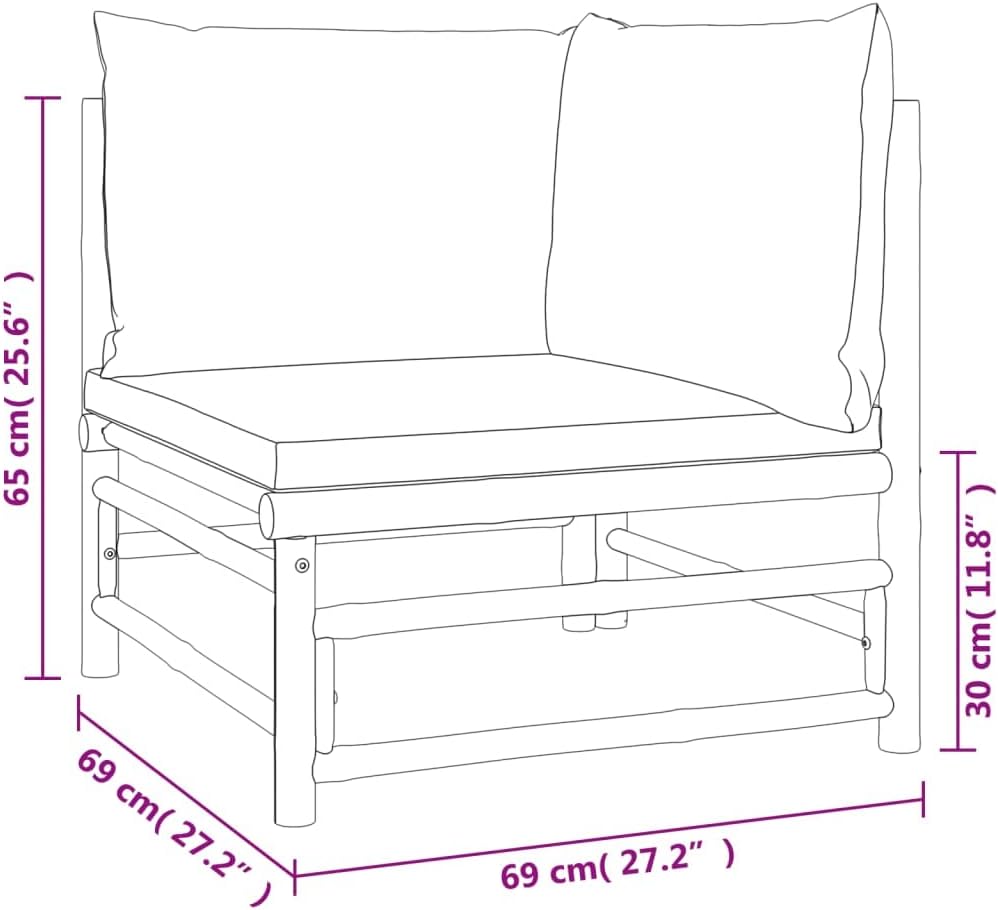 vidaXL 2-piece Lounge set with cushions bamboo light grey - QUORE