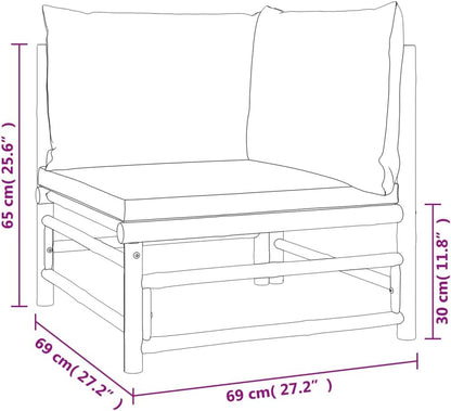 vidaXL 2-piece Lounge set with cushions bamboo light grey - QUORE