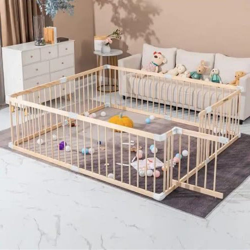 Ground box baby - Solid pine wood - Safe unlacquered baby box with door - TOP QUALITY & Easy assembly in 10 min - 190x190cm or 180x200cm - QUORE