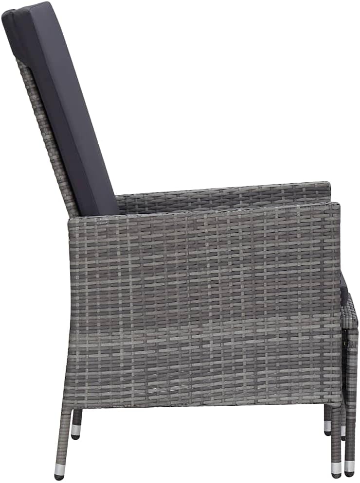 vidaXL 2-piece lounge set with cushions poly rattan grey - QUORE