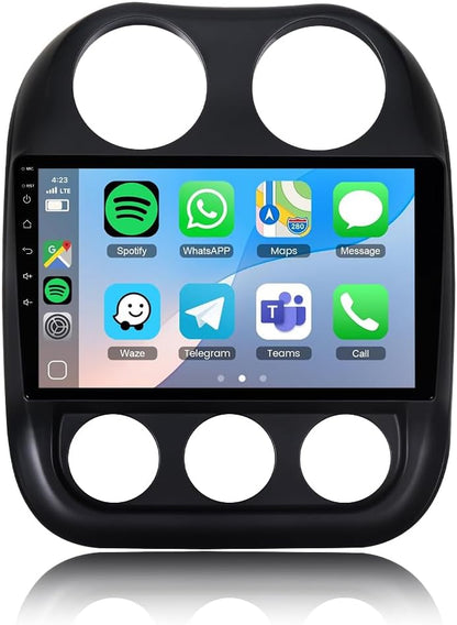 2 + 64 GB autoradio voor Jeep Compass 2010-2016 touchscreen tablet scherm multimediaspeler met draadloze Carplay Android Auto Bluetooth FM (4-Core, 2 + 64 GB)