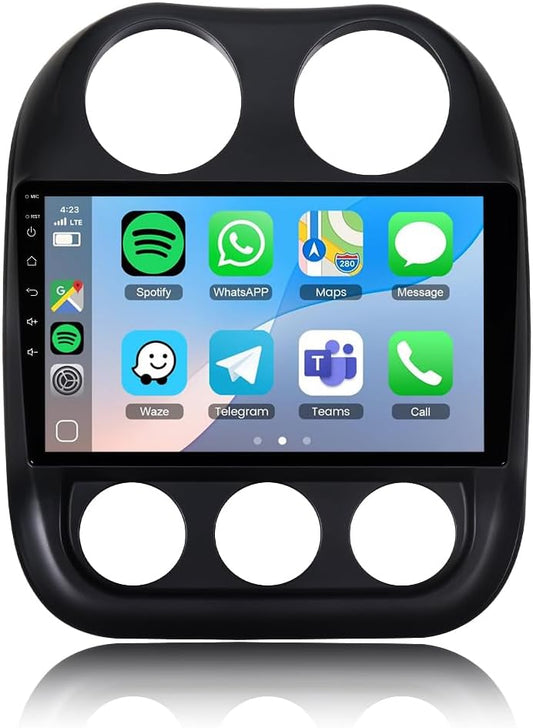 2 + 64 GB autoradio voor Jeep Compass 2010-2016 touchscreen tablet scherm multimediaspeler met draadloze Carplay Android Auto Bluetooth FM (4-Core, 2 + 64 GB)
