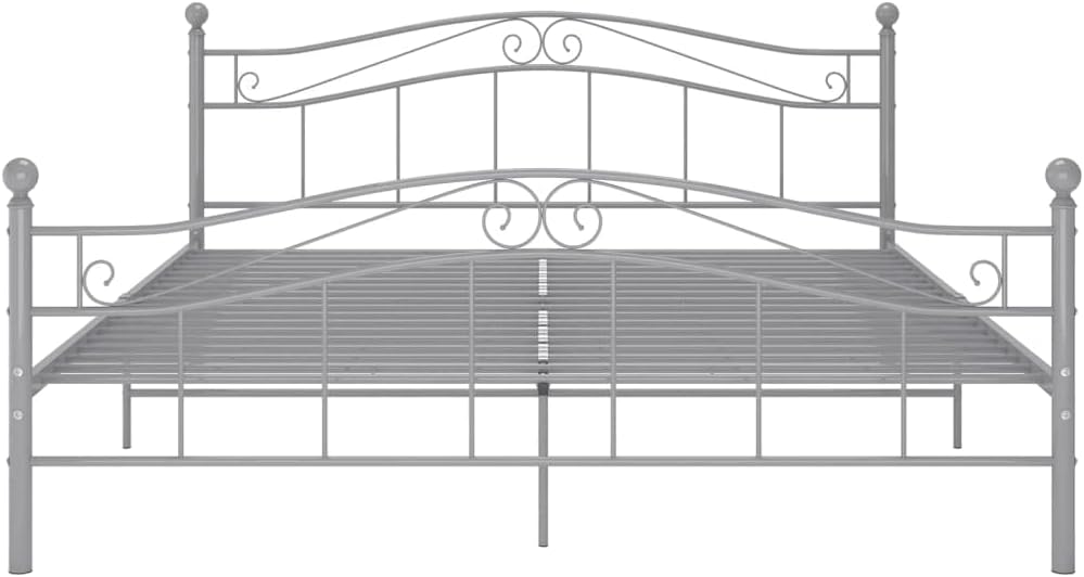 vidaXL Bedframe metaal grijs 160x200 cm, tweepersoonsbed, bed, bedombouw, tweepersoonsbedden, bedden, bedombouwen, frame, frames, slaapmeubel