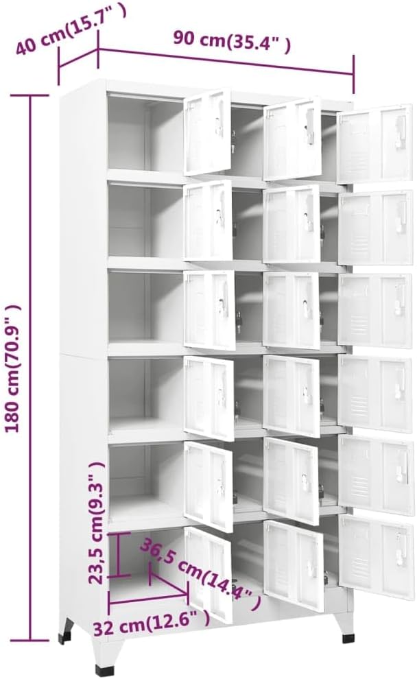vidaXL Locker Cabinet with 18 Compartments Metal Locker Cupboard Cabinets Lockers - QUORE
