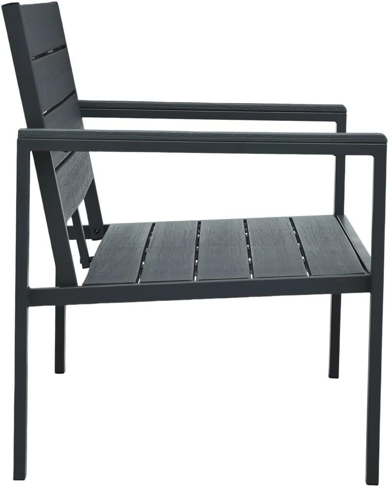 vidaXL Garden Bench Wood-look HDPE Grey Garden Bench Garden Benches Outdoor Bench Bench - QUORE