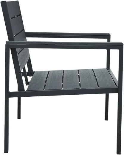 vidaXL Garden Bench Wood-look HDPE Grey Garden Bench Garden Benches Outdoor Bench Bench - QUORE