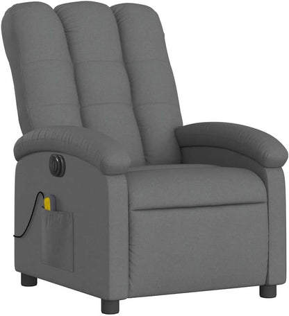 Massagestoel – Elektrische Massagestoel – Relaxstoel – Televisiestoel – Stoel Met Ligfunctie – Donkergrijs Stof – 6-Punts Vibratiemassage – Elektrisch Kantelsysteem Tot 135 Graden