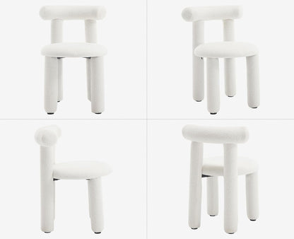 chairus Set of 2 Kitchen Chairs Faux Fur Dining Chairs No Armrest Modern Accent Chairs for Dining Room Upholstered Chairs Living Room Kitchen (White) - QUORE