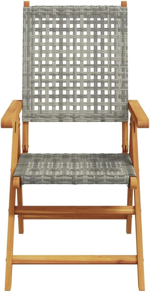 8 stuks tuinstoelen van rotan, polyethyleen, massief hout, grijs, met verstelbare functie en robuuste structuur voor buiten, duurzaam en comfortabel - QUORE