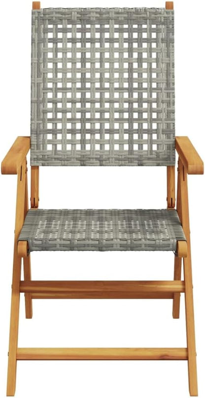 8 stuks tuinstoelen van rotan, polyethyleen, massief hout, grijs, met verstelbare functie en robuuste structuur voor buiten, duurzaam en comfortabel - QUORE