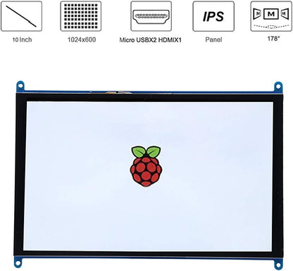 10In touchscreen, HD 1024X600 LCD-scherm beeldscherm Vervanging van computermonitor, met volledige kijkhoek, ondersteuning voor HDMI, USB, compatibel met Raspberry PI