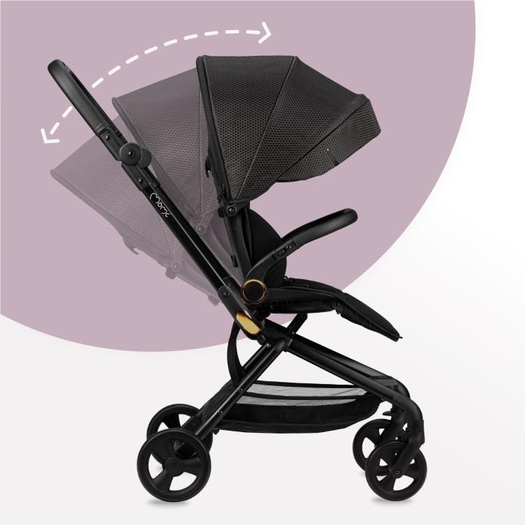 MoMi ADELLE kinderwagen voor kinderen vanaf 6 maanden (tot 22 kg), opvouwbare kinderwagen met 360° zitting en 5-punts veiligheidsgordel, boodschappenmand en draaggreep na het opvouwen