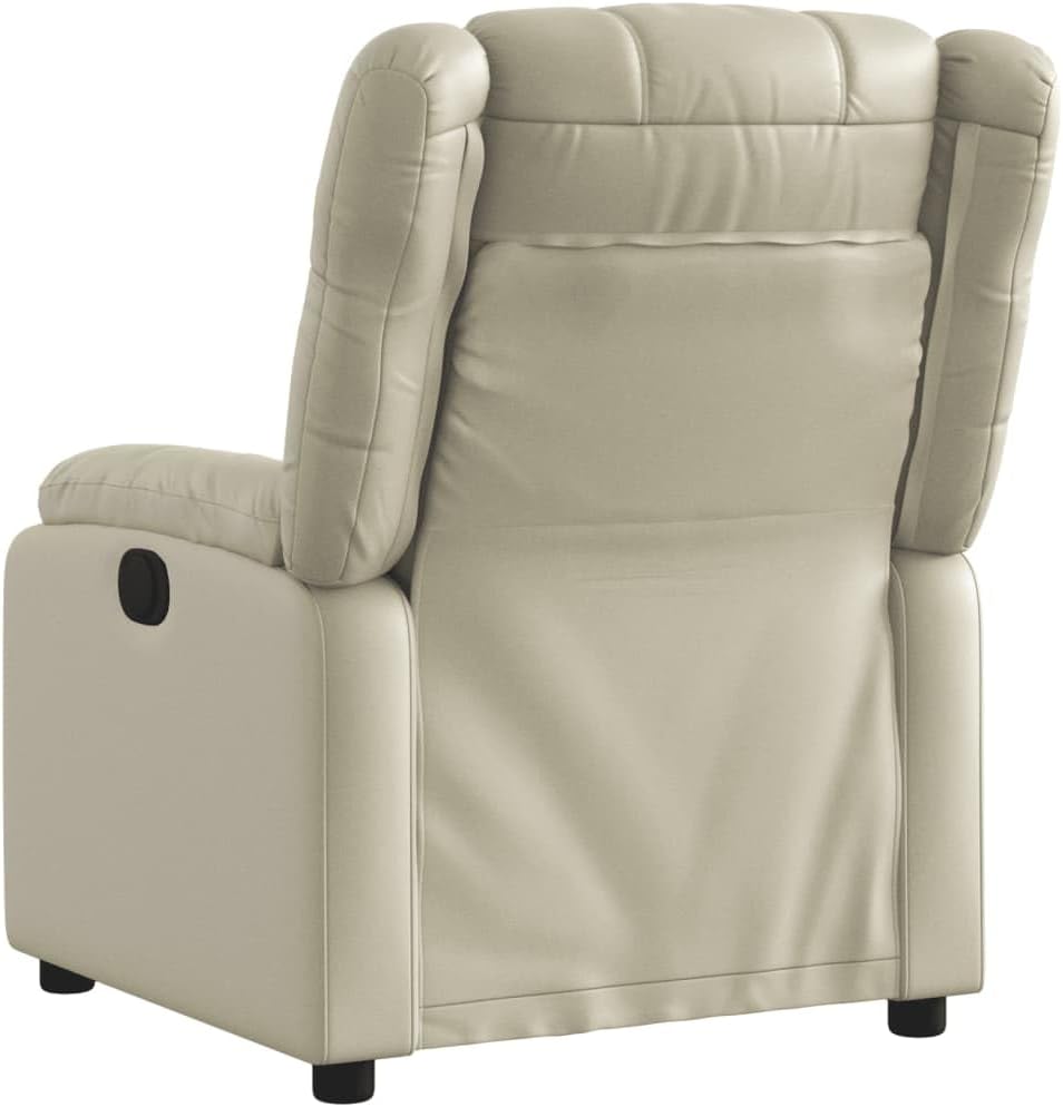 Relaxstoel crème kunstleer TV fauteuil met ligfunctie, enkele ligstoel relaxstoel voor woonkamer, slaapkamer handmatig kantelsysteem mA7 - QUORE